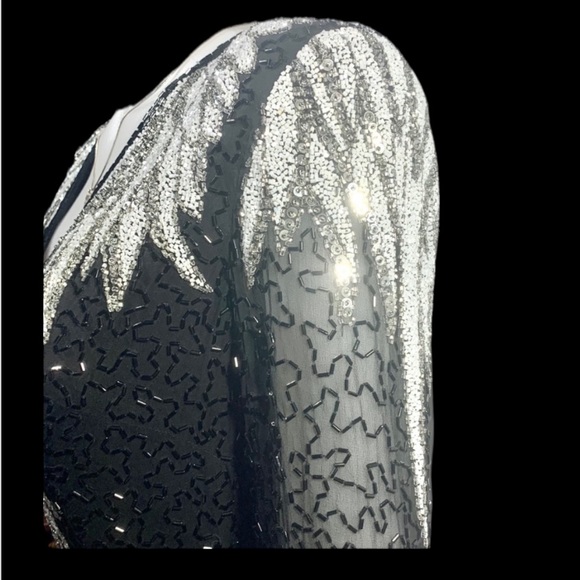 Oleg Cassini  BLACK TIE  Formal SILK Gown Occasion Event Evening Sequined - Picture 12 of 16